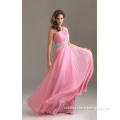 Fashion Women Sexy Pink Evening Gown Dress with One Shoulder (S007-65)